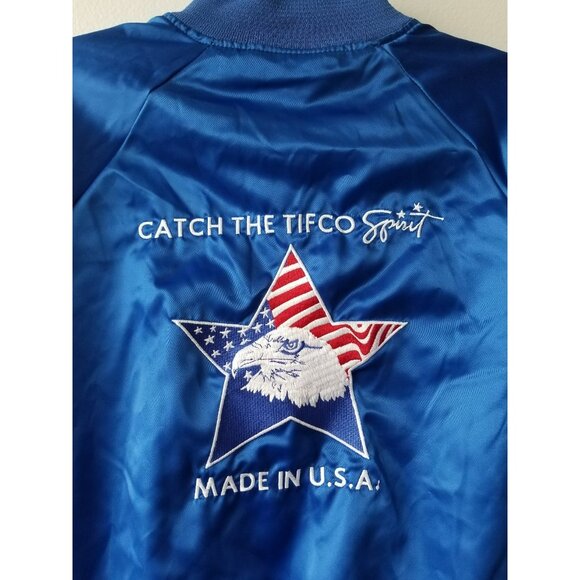 Vintage Tifco Industries Mens Satin Bomber Jacket Bald Eagle Made In USA Large - Picture 2 of 10